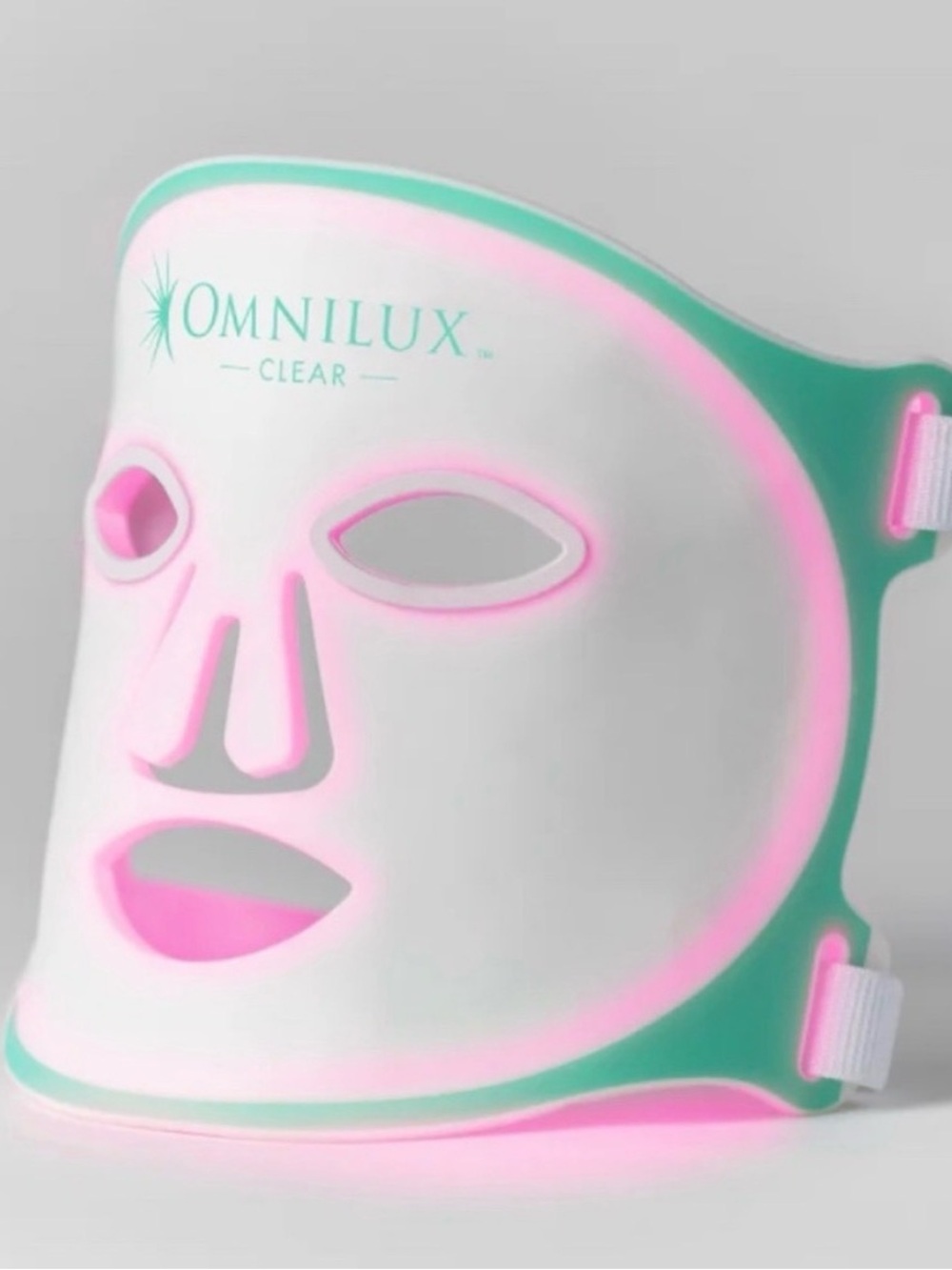 Omnilux Clear LED Mask — White with Mint Green Trim (Pink Light Therapy)